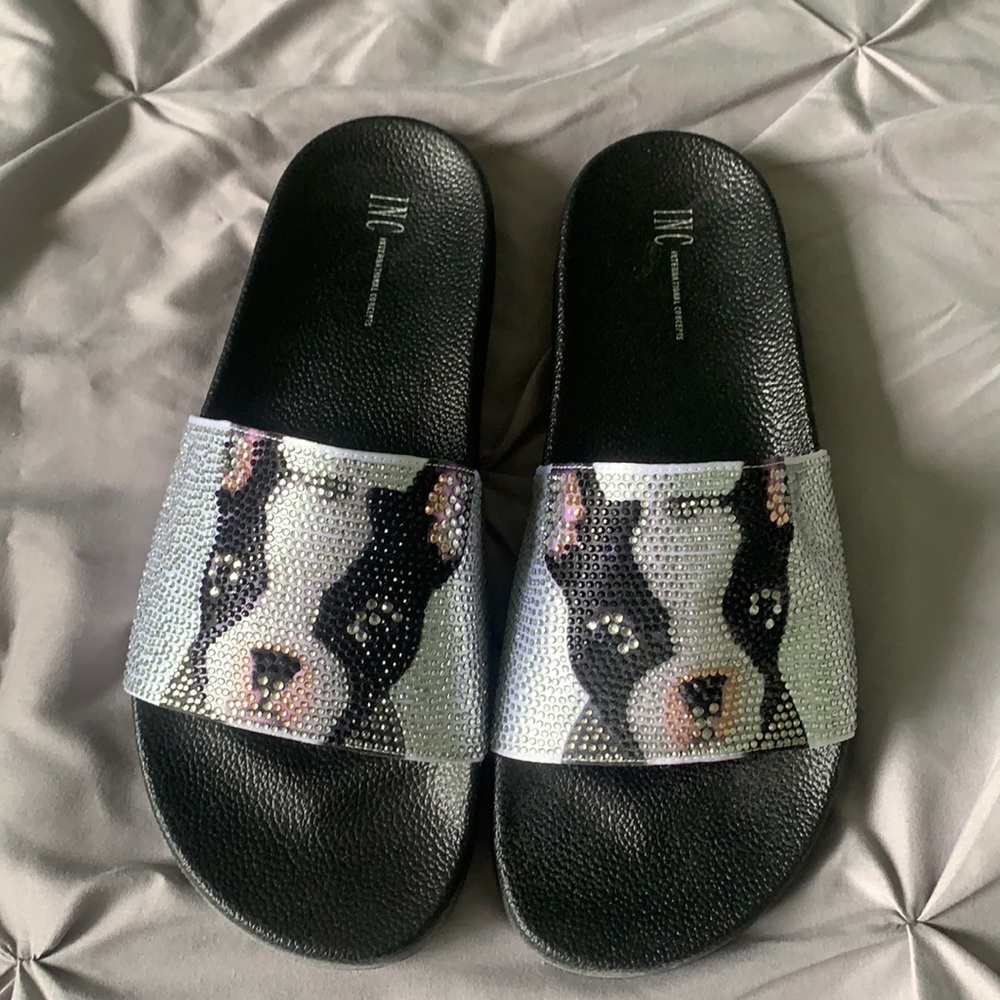INC Boston Terrier French Bulldog crystal slides